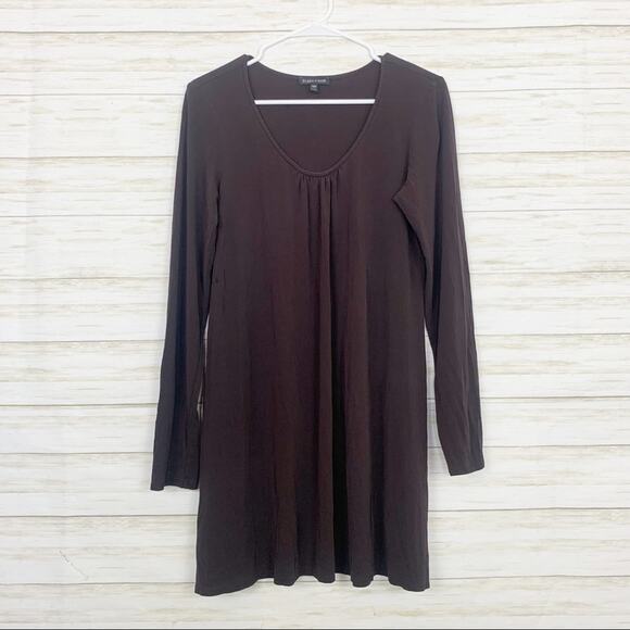 Eileen Fisher 100% Silk Scoop Neck Mini Dress Brown - Picture 1 of 6
